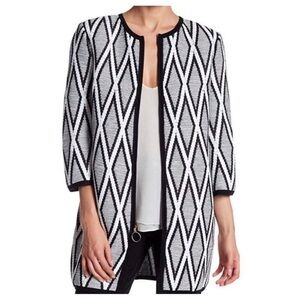 St. John Nisi Jacquard Black and White Zip Up Size Small Cardigan Jacket